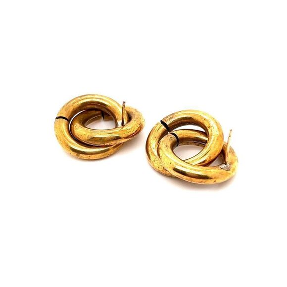 Gold Plated Interlock Earrings - Picture 3 of 3